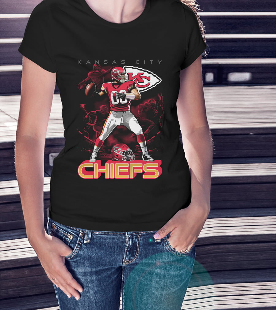 Kansas City Chiefs Football Player With Kc Helmet T-Shirt