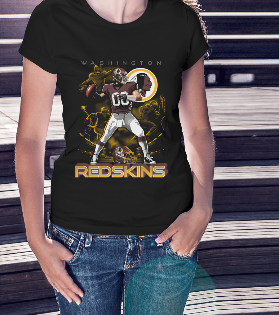 Washington Redskins Football Player With Team Logo And Helmet T-Shirt