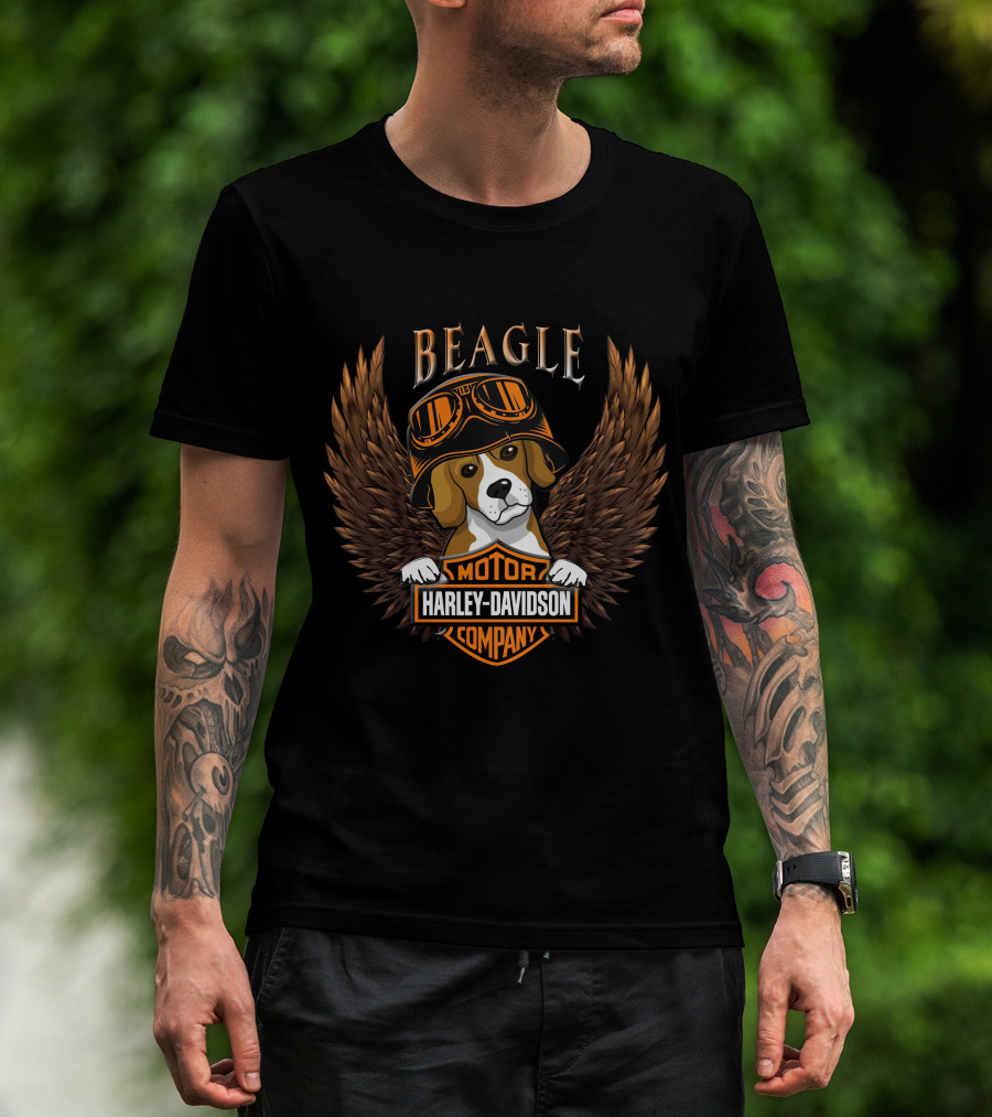 Beagle Harley Davidson Motor Company Winged T-Shirt
