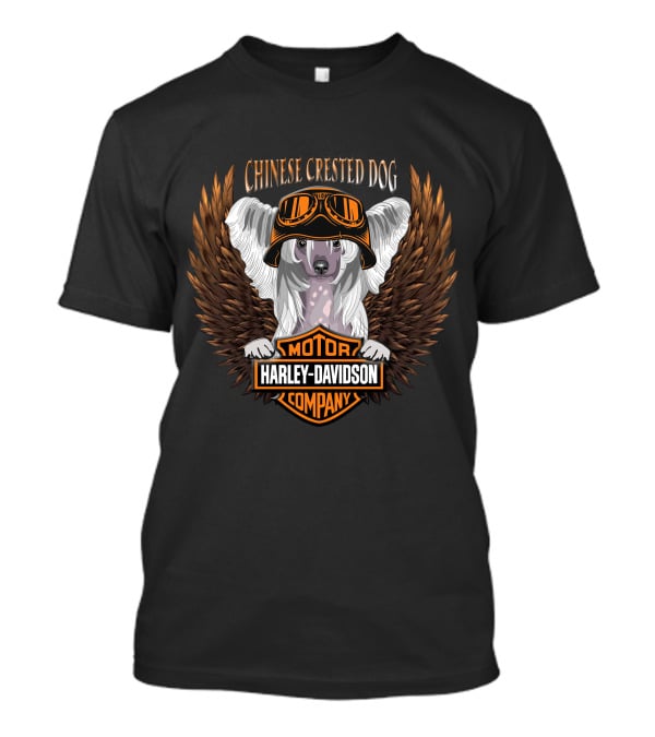 Chinese Crested Dog Harley Davidson Motor Company Winged T-Shirt