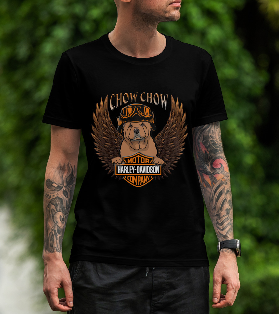 Chow Chow Harley Davidson Motor Company Wings Goggles T-Shirt