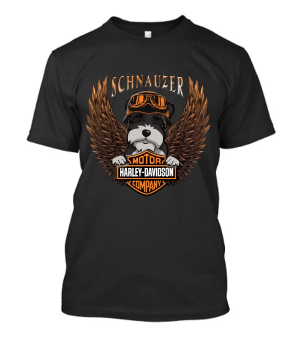 Schnauzer Harley Davidson Motor Company Wings Goggles T-Shirt