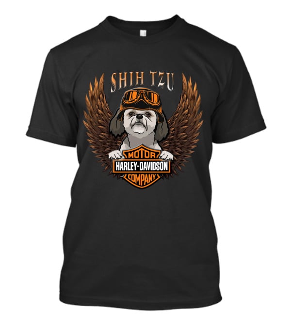 Shih Tzu Harley Davidson Motor Company Winged Dog T-Shirt