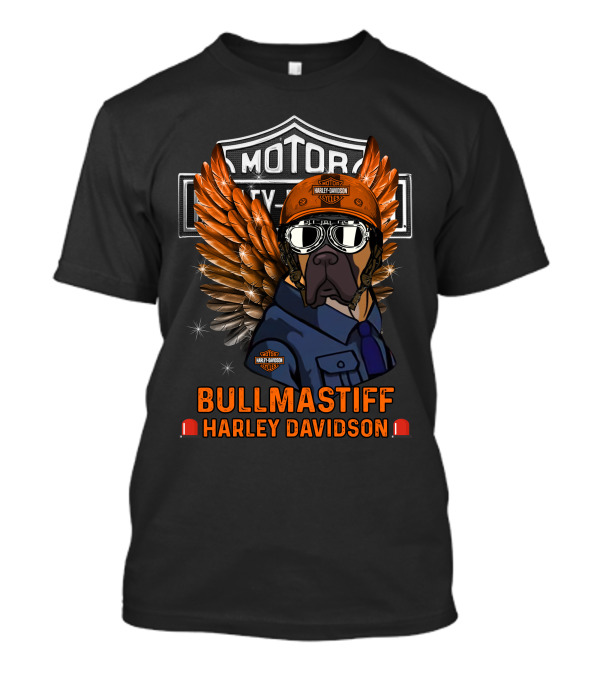 Bullmastiff Harley Davidson Motor Cycles Winged Helmet Goggles Dog T-Shirt