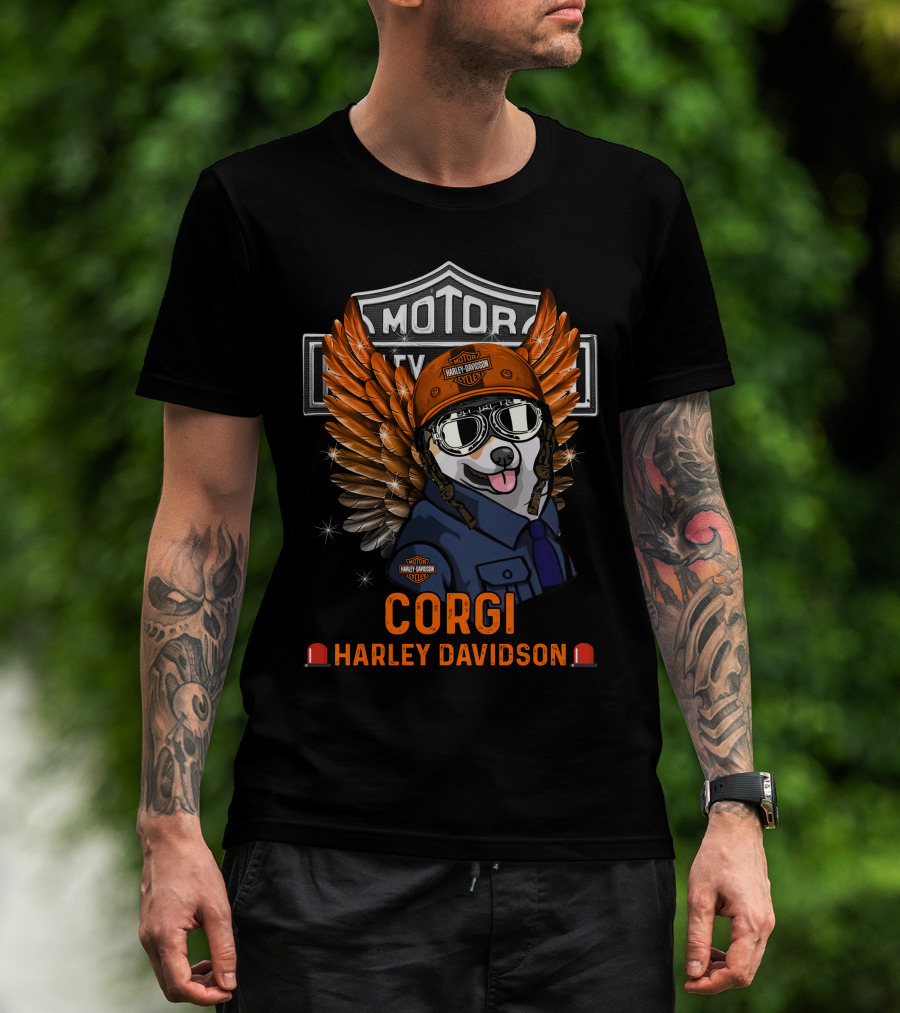 Corgi Harley Davidson Motor Classic Wings T-Shirt