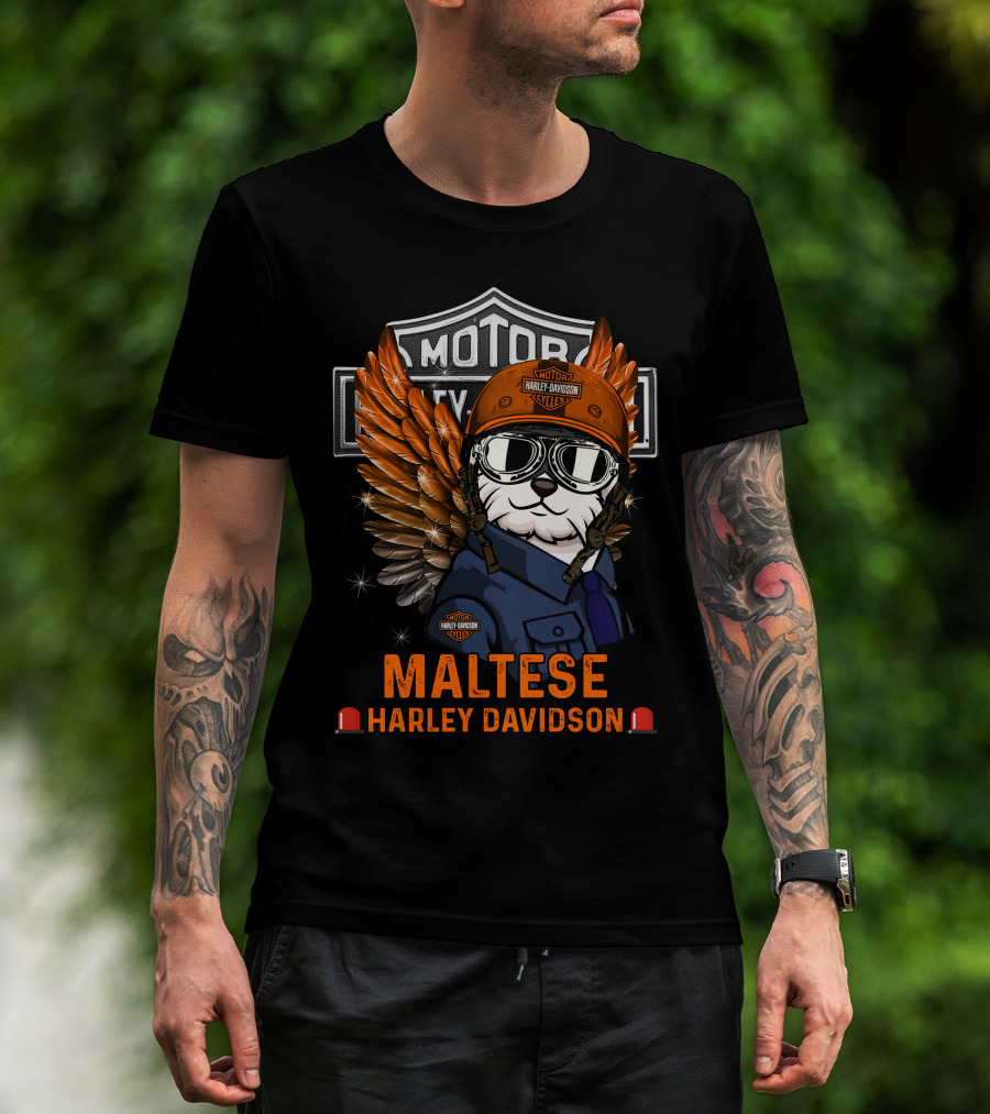 Maltese Harley Davidson Motor City Styles T-Shirt