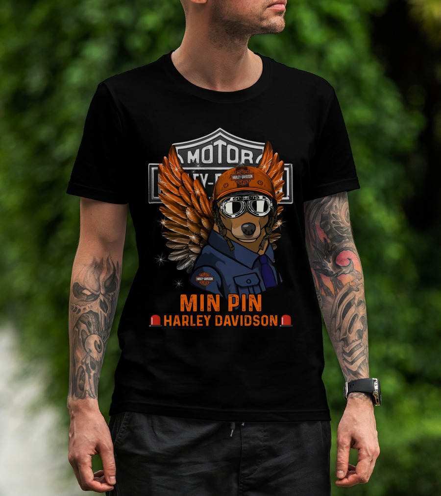 Harley Davidson Min Pin With Winged Helmet And Goggles T-Shirt