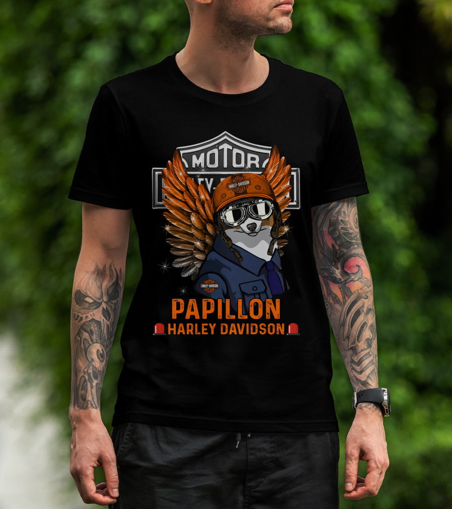 Papillon Harley Davidson Motorcycles 140 Angel Wings T-Shirt