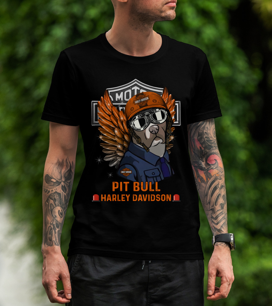 Harley Davidson Pit Bull Motorcycle Wings T-Shirt