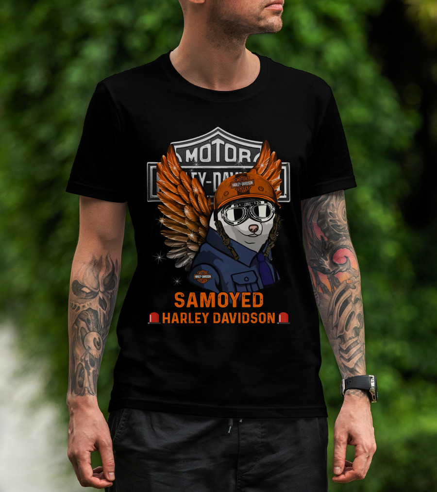 Motor Harley Davidson Samoyed Wings T-Shirt