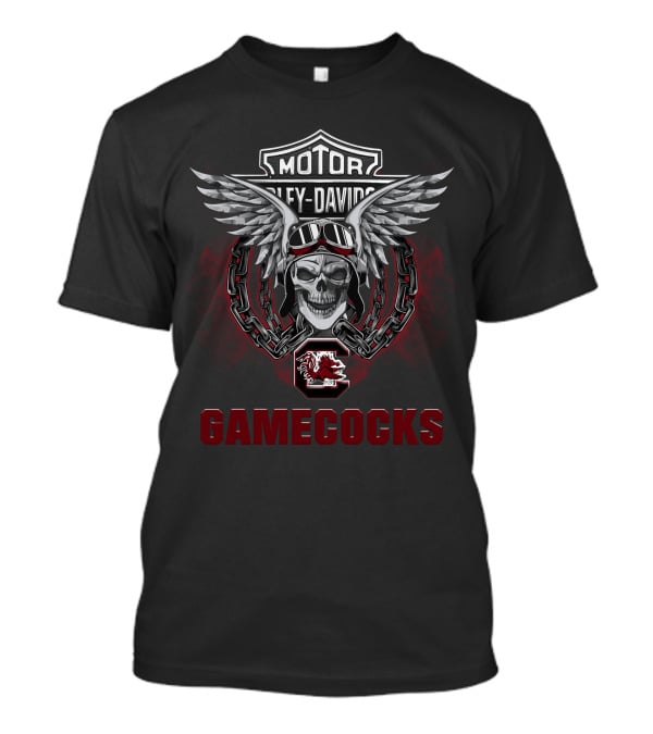 South Carolina Gamecocks Harley Davidson Ncaa Football Fans Skull Wings T-Shirt