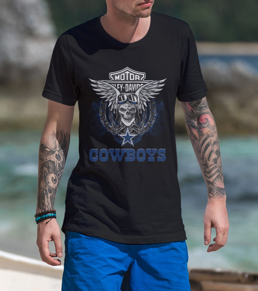 Hd Cowboys Motor Harley Davidson Nfl Football Fans T-Shirt