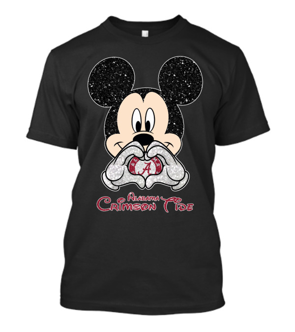 Mickey Mouse Alabama Crimson Tide Heart Hands T-Shirt