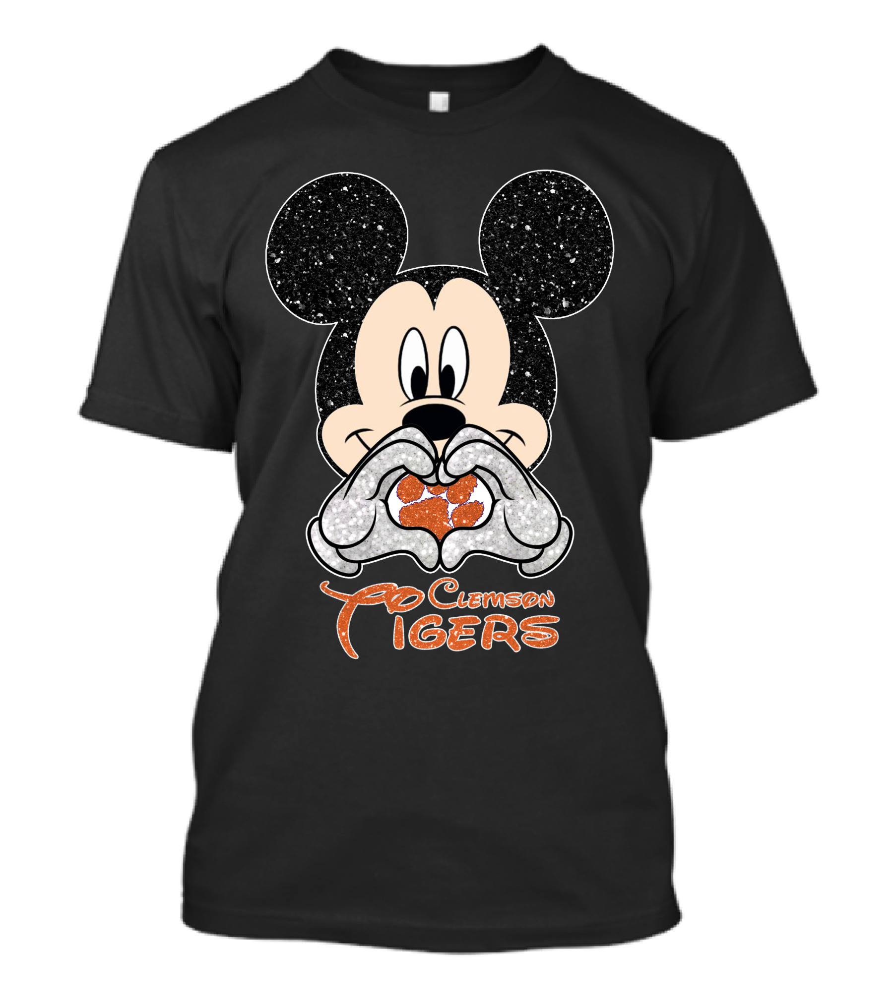 Mickey Mouse Heart Hands Clemson Tigers Paw T-Shirt