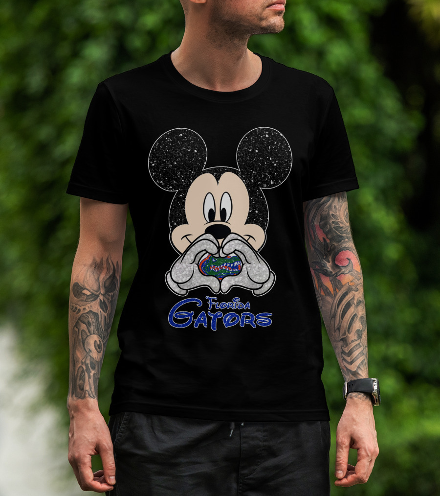 Mickey Love Florida Gators With Glitter T-Shirt