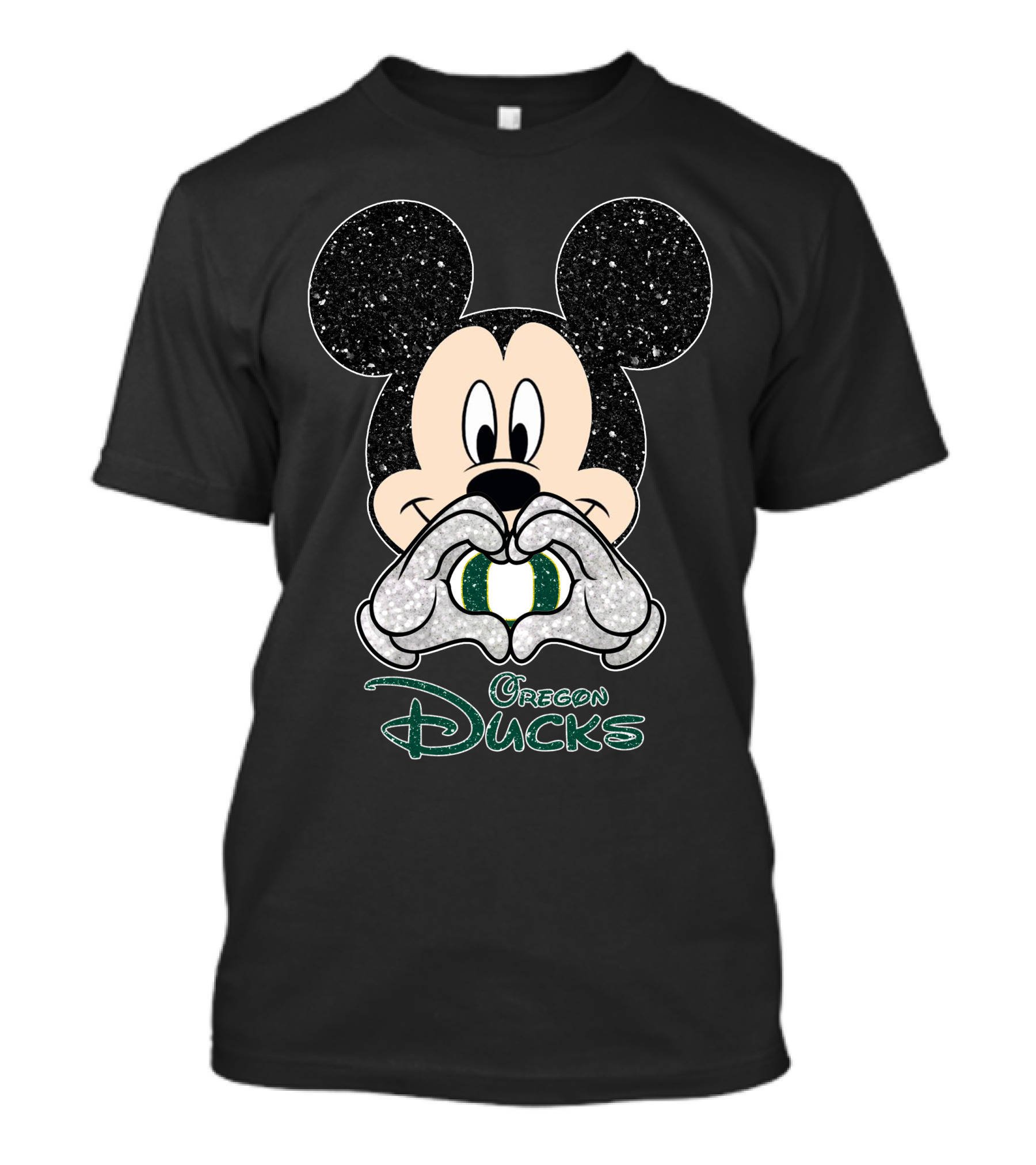 Mickey Mouse Oregon Ducks Heart Hands T-Shirt