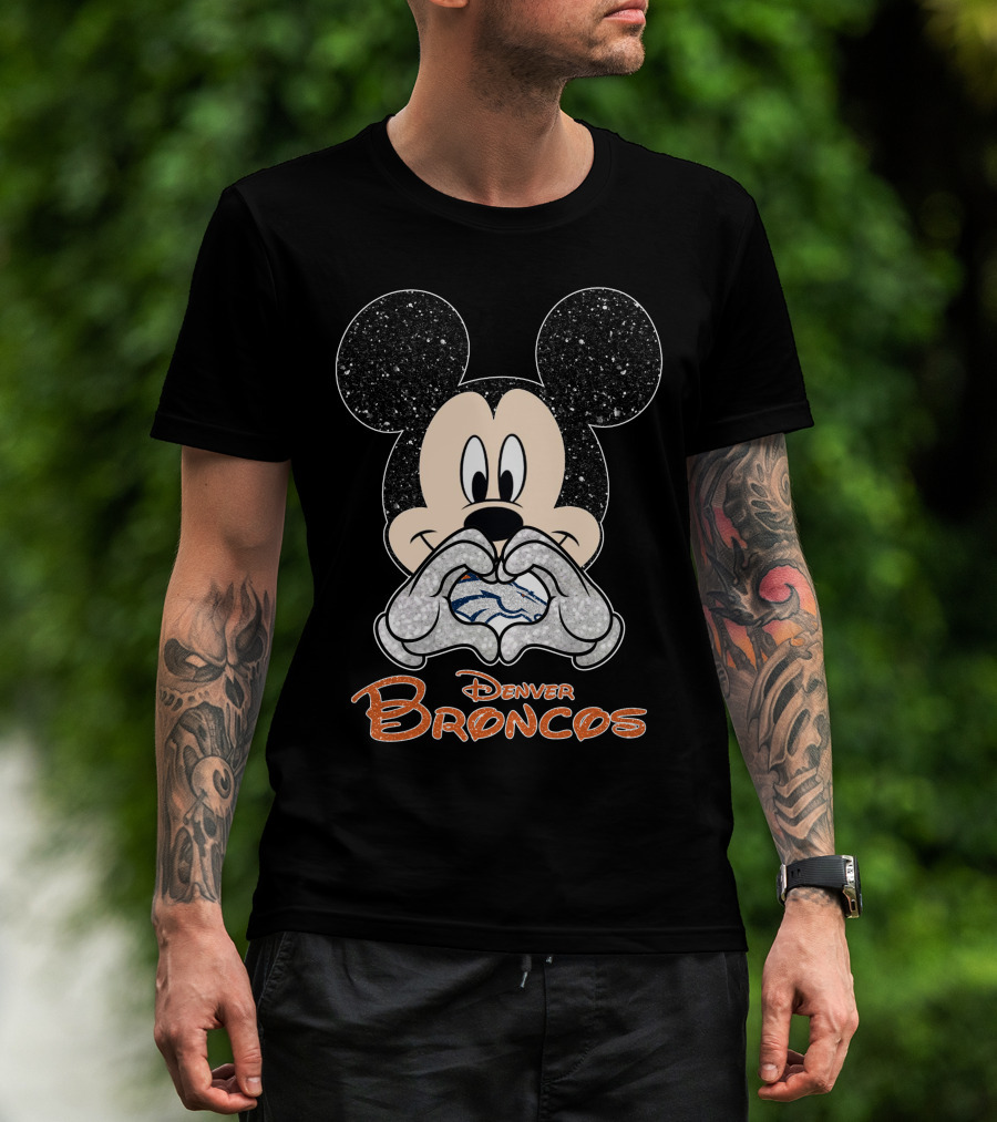 Mickey Denver Broncos Heart Hands T-Shirt