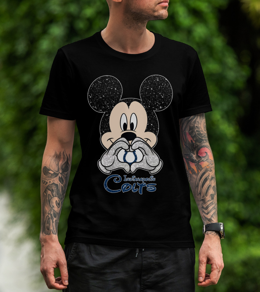 Mickey Mouse Indianapolis Colts Heart Gesture T-Shirt