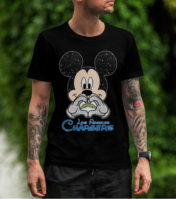 Mickey Los Angeles Chargers Heart T-Shirt