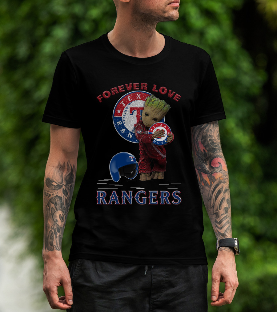 Forever Love Texas Rangers MLB Fans Groot Ranger Spirit T-Shirt