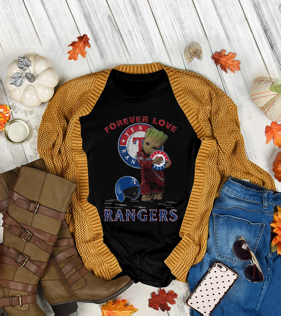 Forever Love Texas Rangers MLB Fans Groot Ranger Spirit T-Shirt