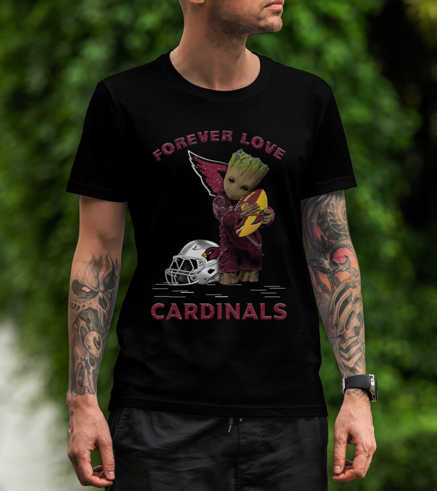 Forever Love Cardinals Groot Holding Football Helmet T-Shirt