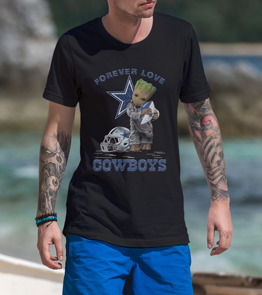 Forever Love Cowboys Groot Football Helmet Star T-Shirt