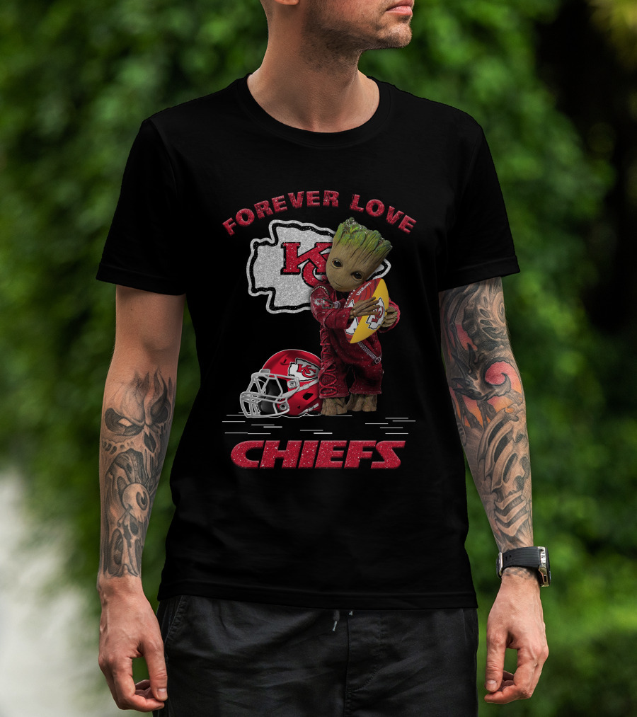 Forever Love Kansas City Chiefs Groot Football Helmet T-Shirt