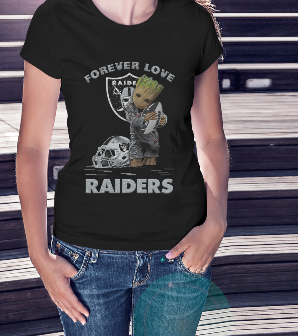 Forever Love Raiders Groot Holding Football Helmet T-Shirt