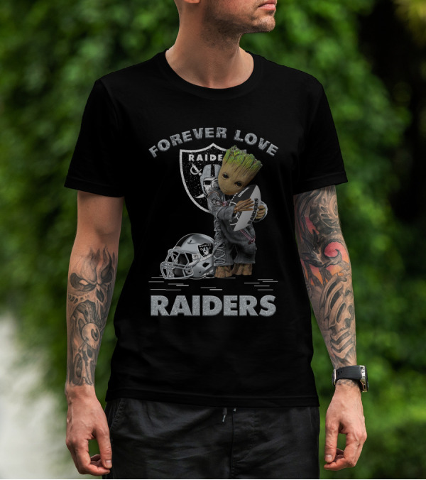 Forever Love Raiders Groot Holding Football Helmet T-Shirt