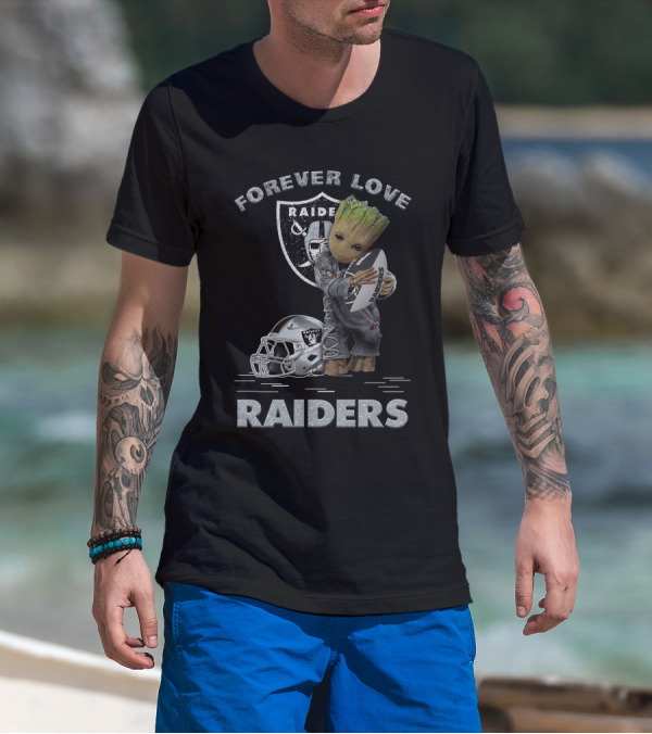 Forever Love Raiders Groot Holding Football Helmet T-Shirt