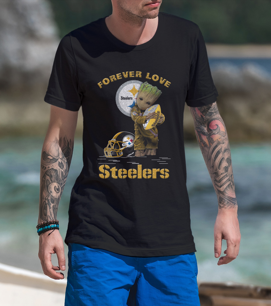 Forever Love Steelers Groot Holding Football T-Shirt