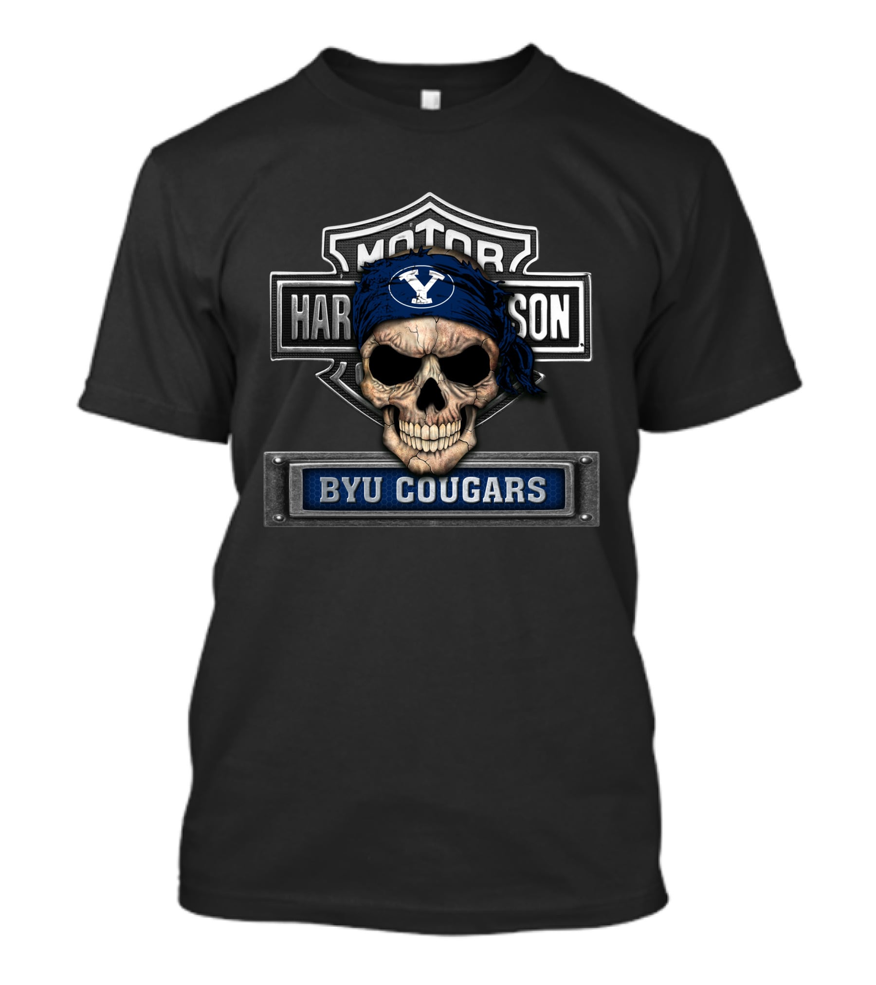 Harley Davidson Skull Bandana Byu Cougars T-Shirt