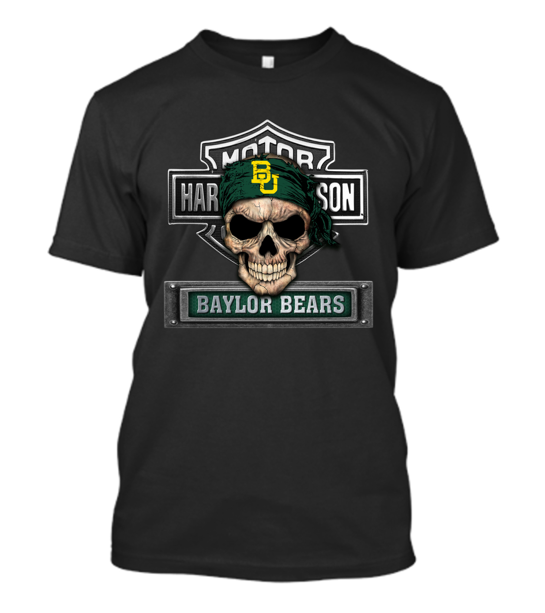 Baylor Bears Skull Harley Davidson Logo Bandana T-Shirt