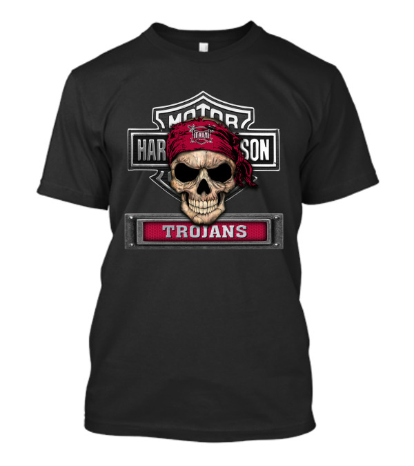 Troy Trojans Skull Harley Davidson Ncaa T-Shirt