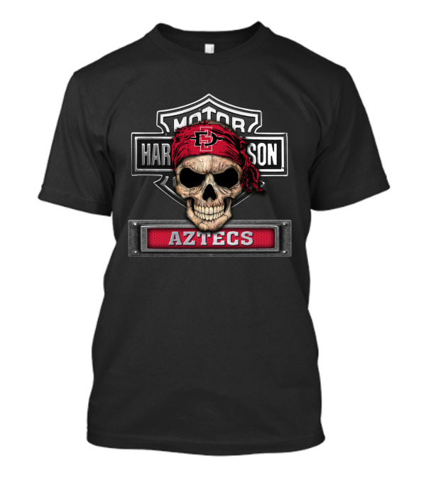 San Diego State Aztecs Skull Bandana Harley Davidson Style T-Shirt