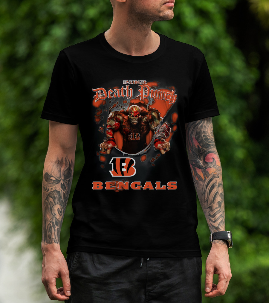 Five Finger Death Punch Cincinnati Bengals Nfl Fans Official Team Collaboration T-Shirt