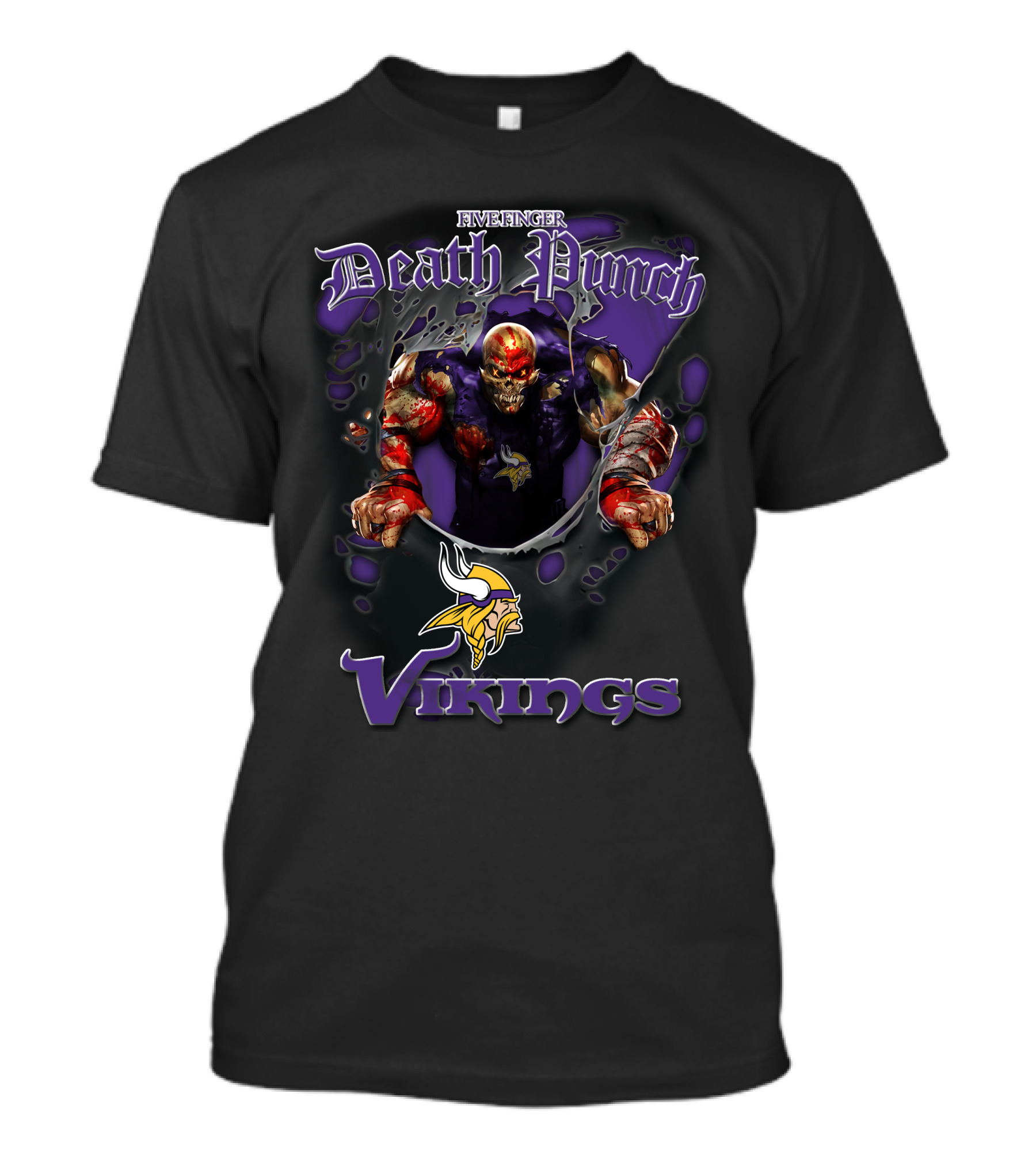 Five Finger Death Punch Minnesota Vikings Nfl Football Fans Skull T-Shirt