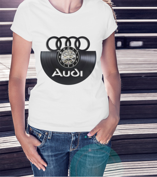 Audi Baronti Vinyl Clock With Four Rings And Gear Mechanism T-Shirt
