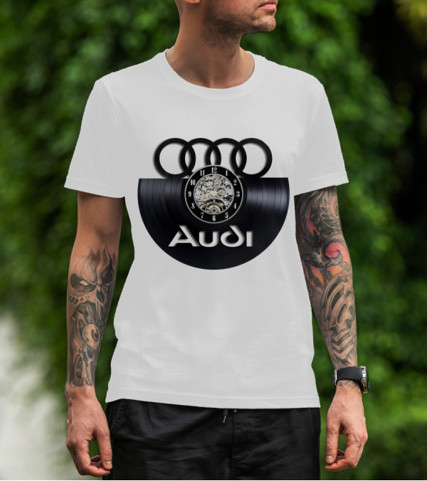 Audi Baronti Vinyl Clock With Four Rings And Gear Mechanism T-Shirt