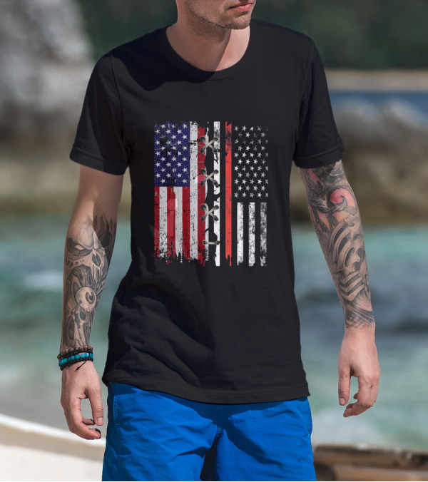 American Flag Thin Red Line Lace T-Shirt