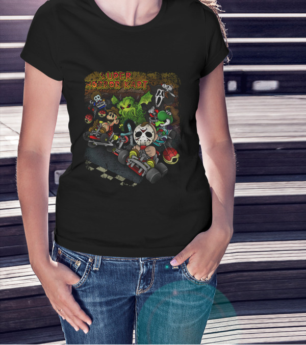 Super Horror Kart Characters In Nightmare Race Scene T-Shirt
