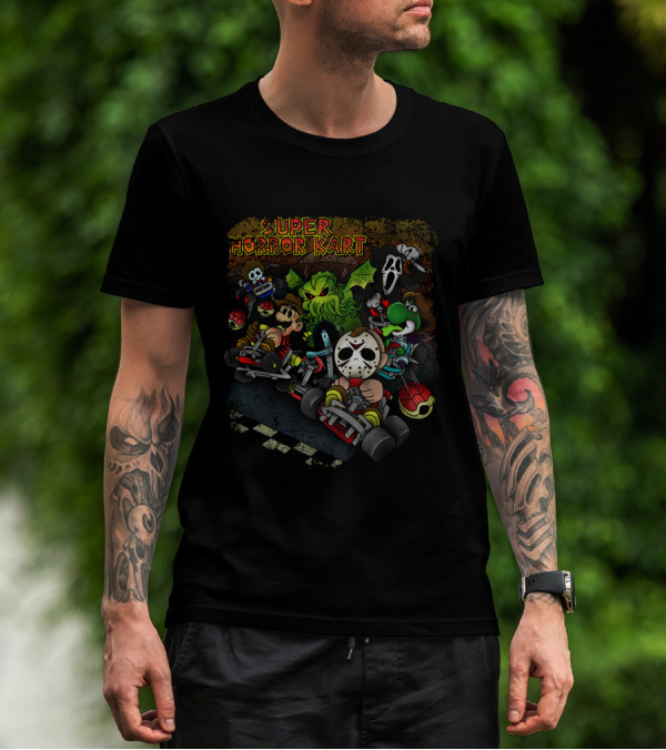 Super Horror Kart Characters In Nightmare Race Scene T-Shirt