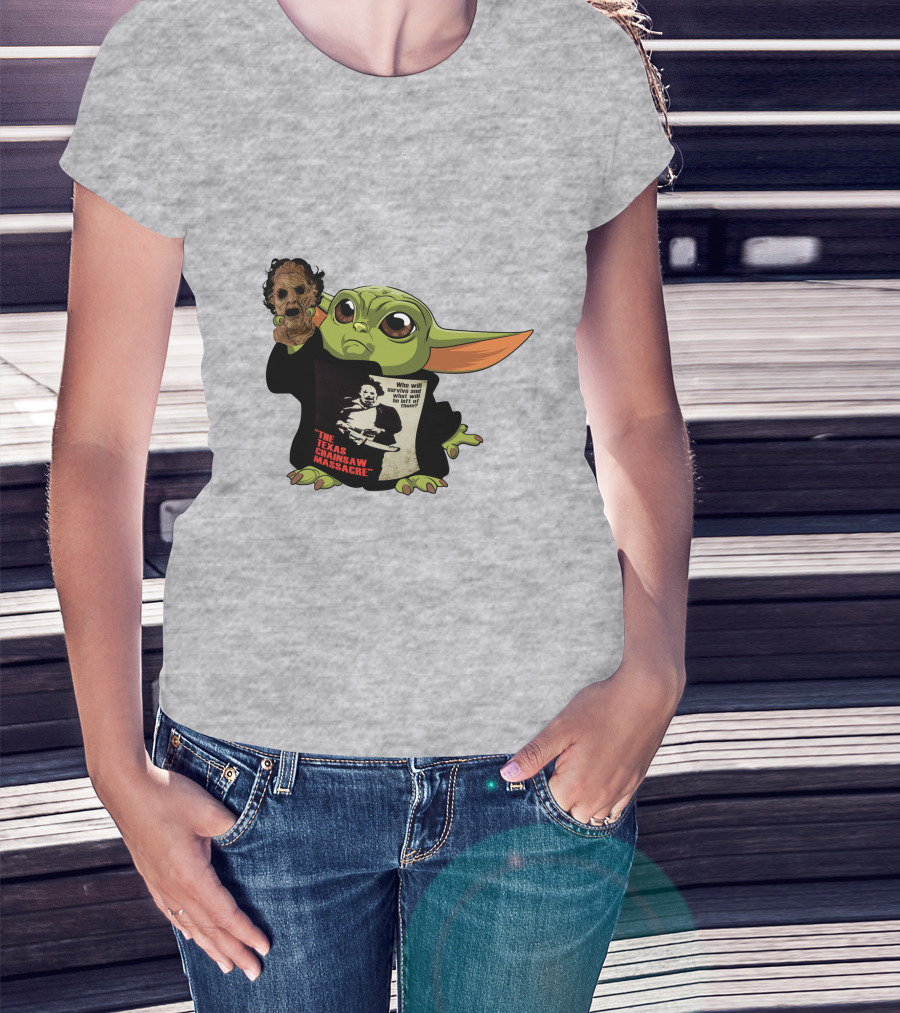 Baby Yoda Texas Chainsaw Massacre Mashup T-Shirt
