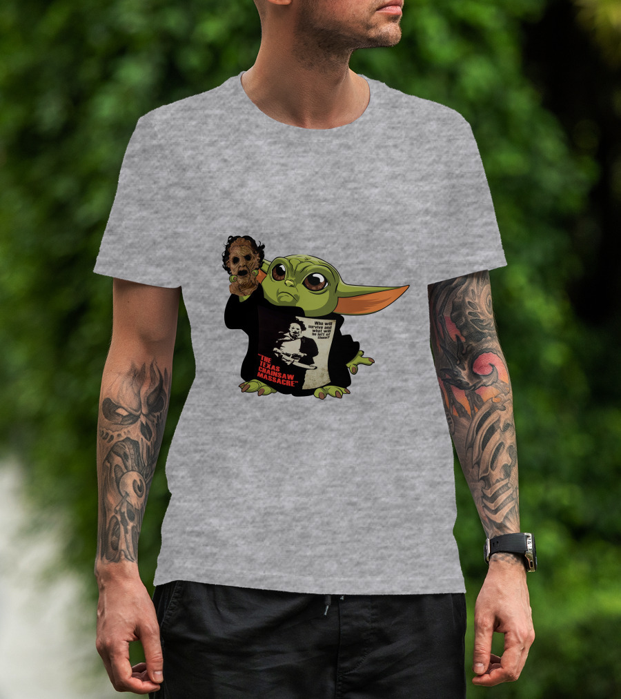 Baby Yoda Texas Chainsaw Massacre Mashup T-Shirt