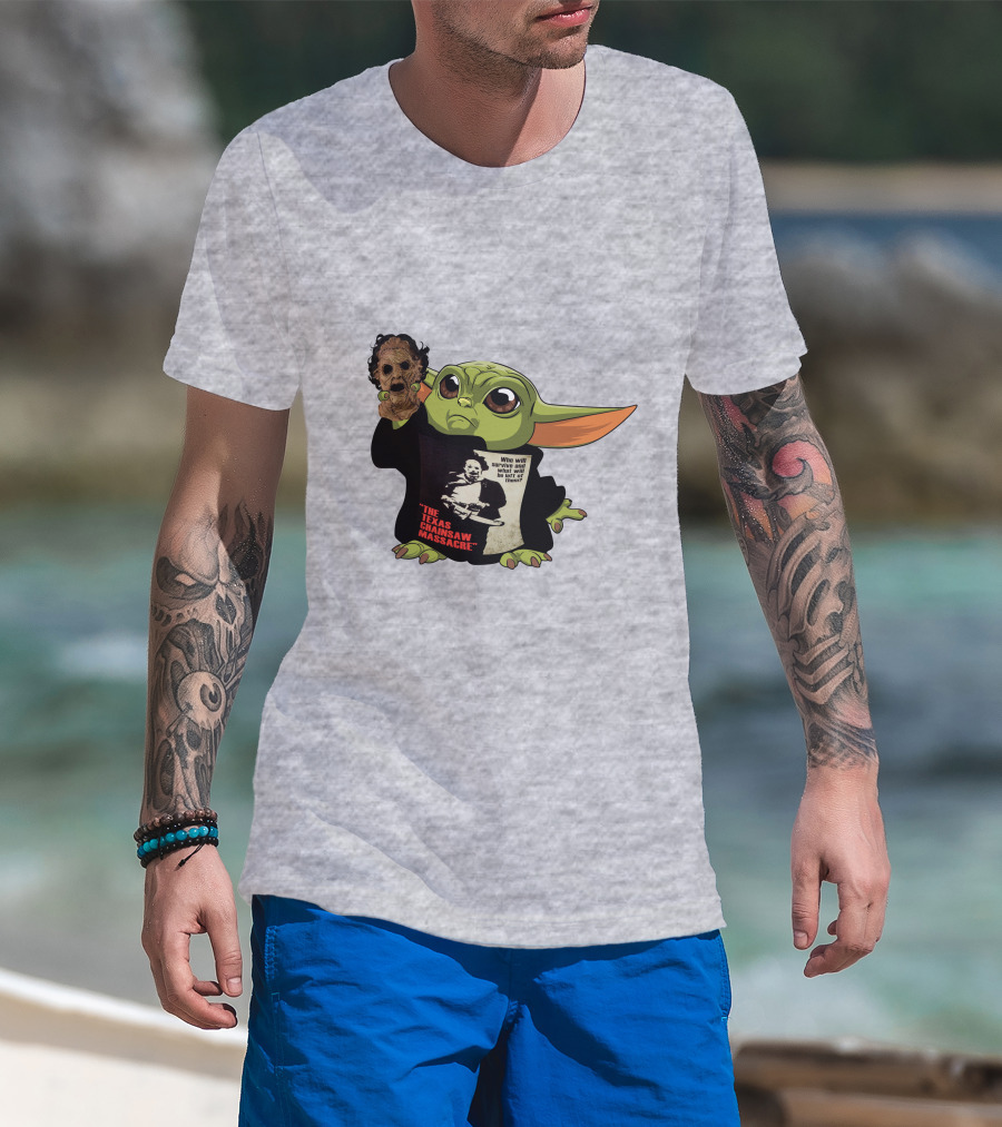 Baby Yoda Texas Chainsaw Massacre Mashup T-Shirt
