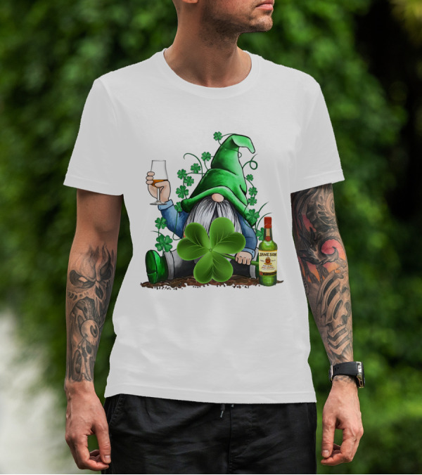 J A M E S O N Irish Gnome With Shamrocks And Whiskey T-Shirt