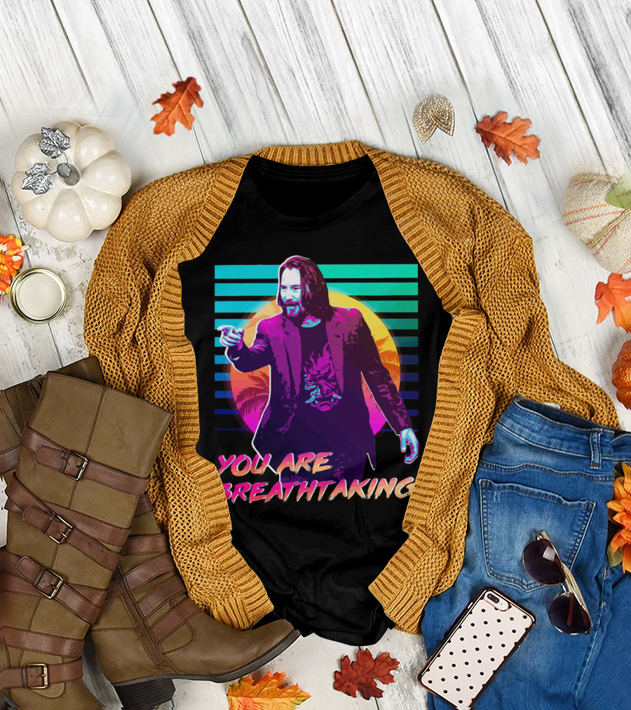 You Are Breathtaking Retro Neon Sunset Palm Trees T-Shirt