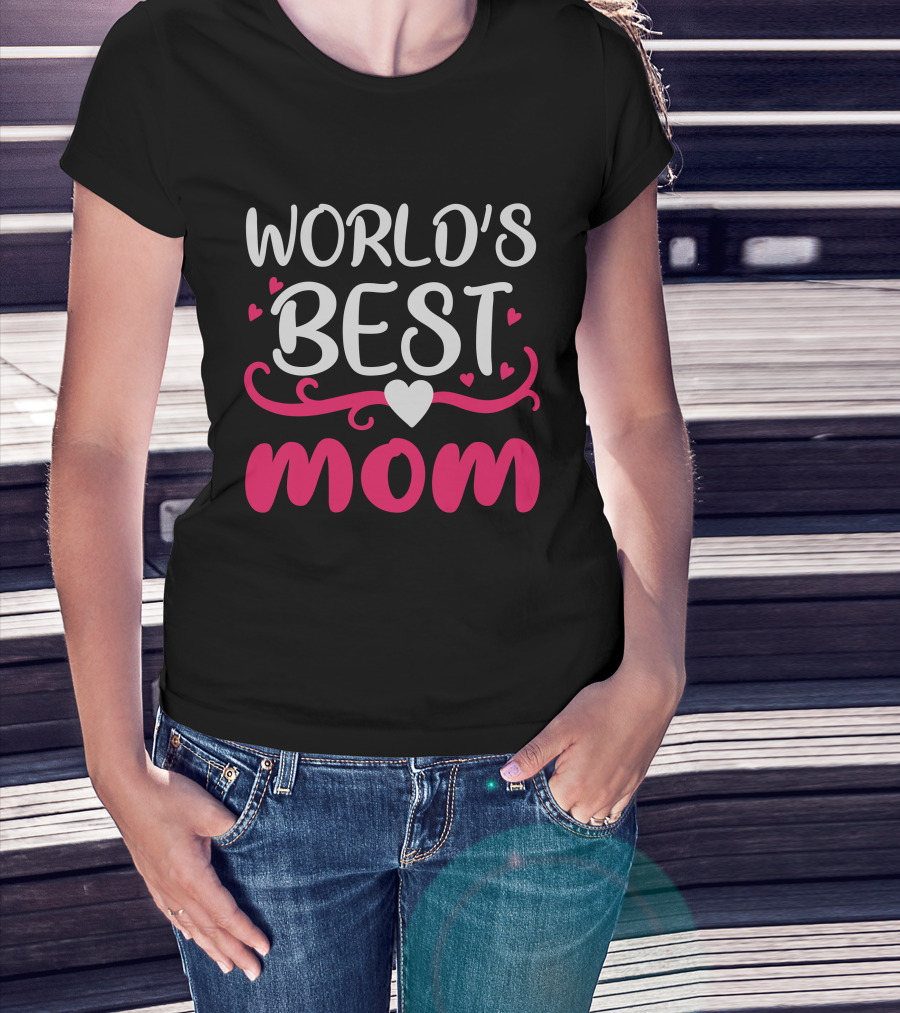 World's Best Mom Hearts T-Shirt