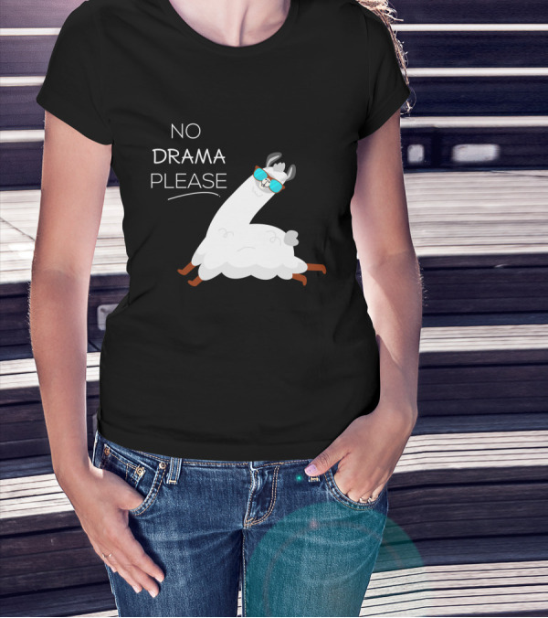 No Drama Please Cool Llama With Sunglasses T-Shirt